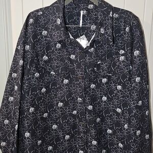 Free People Swirl Pattern Long Sleeve Top